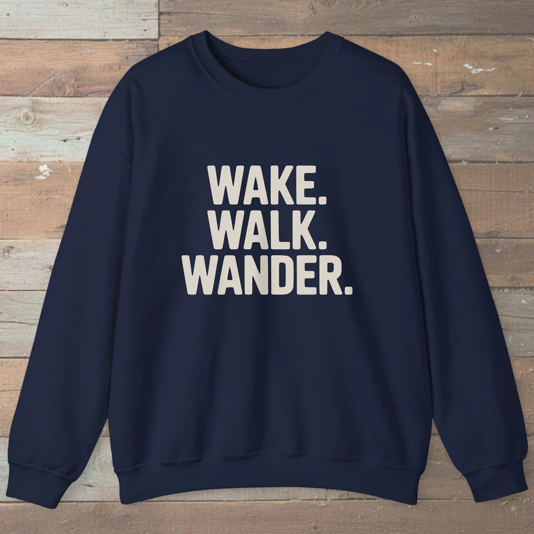 Wake Walk Wander Sweatshirt Navy Outdoor Nature Tee