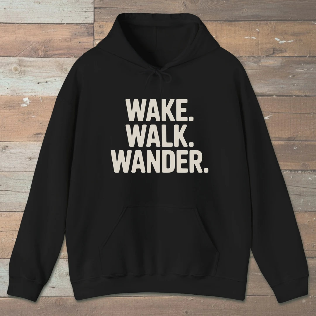 Wake Walk Wander Hoodie Black Outdoor Nature Tee