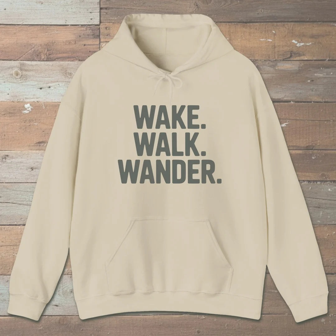 Wake Walk Wander Hoodie Sand Outdoor Nature Tee