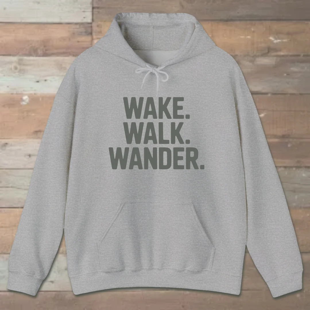 Wake Walk Wander Hoodie Sport Grey Outdoor Nature Tee