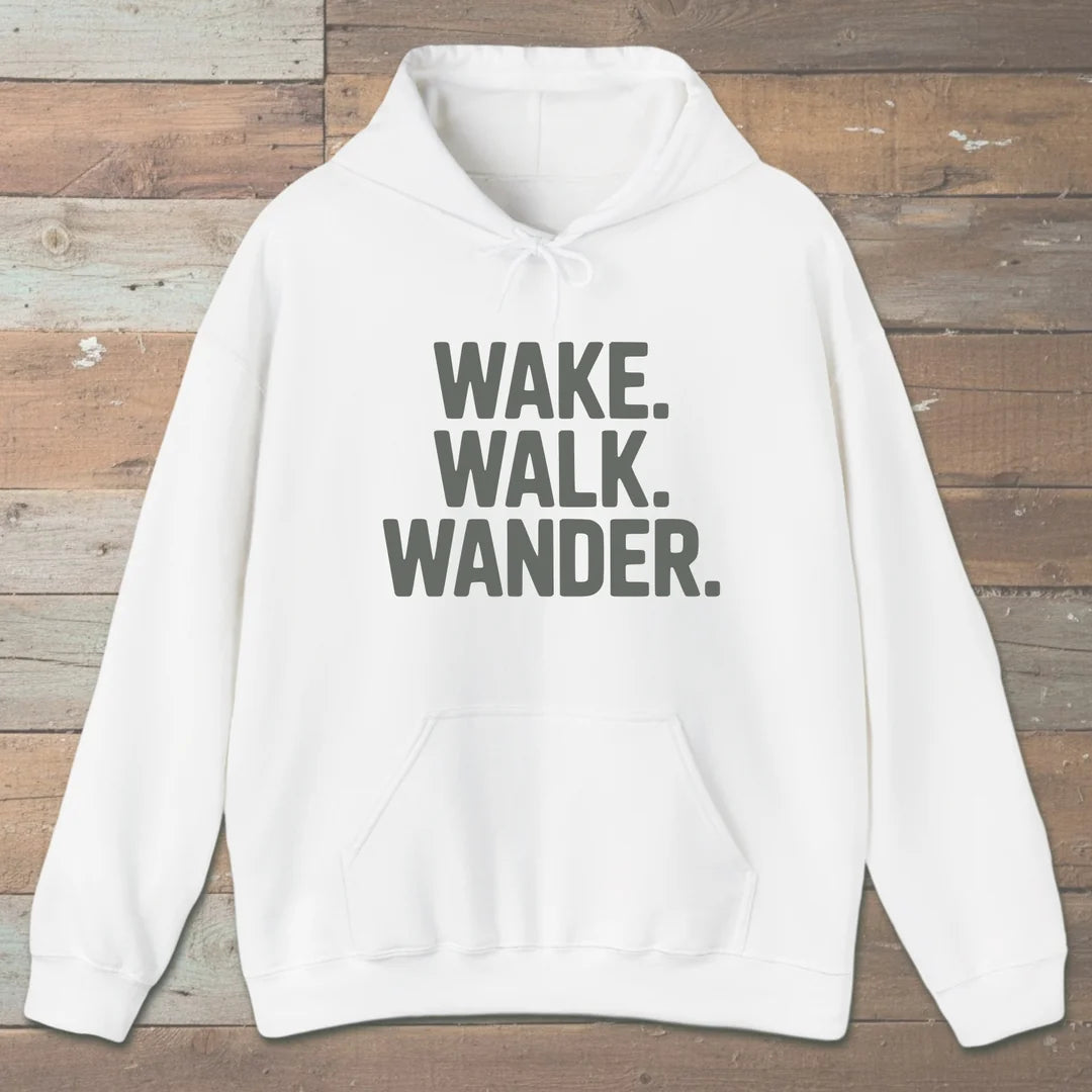 Wake Walk Wander Hoodie White Outdoor Nature Tee