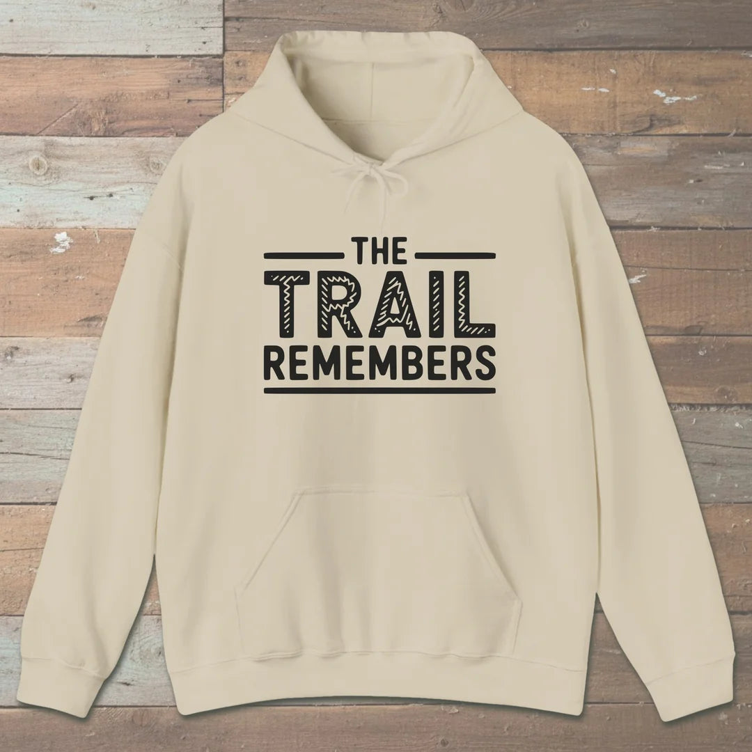 The Trail Remembers Hoodie Sand Outdoor Nature Tee