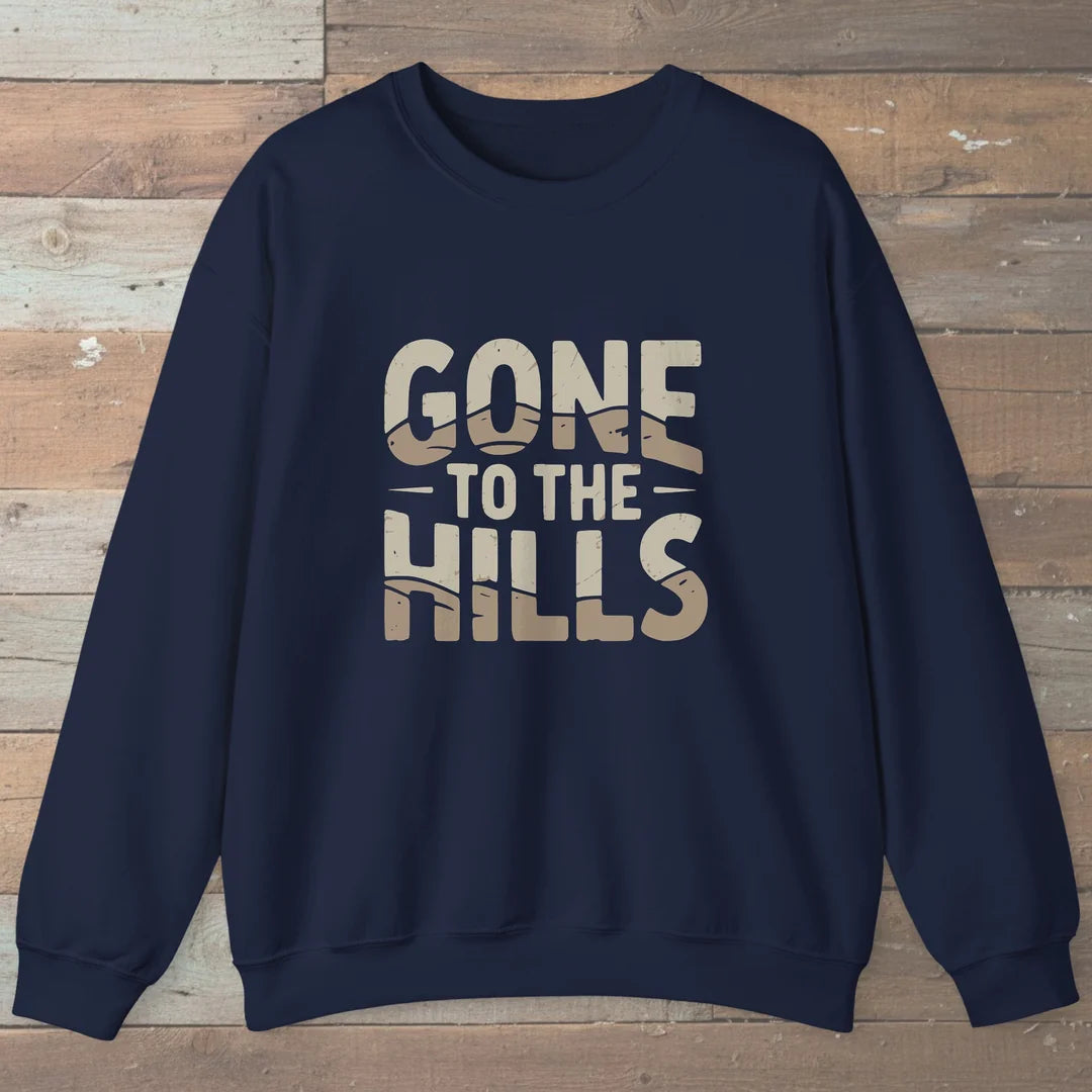 Gone To The Hills Sweatshirt Navy Outdoor Nature Tee