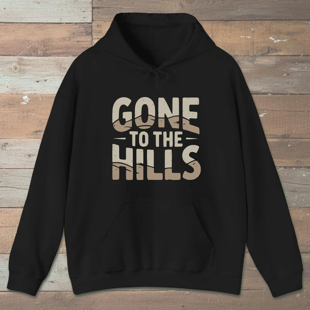 Gone To The Hills Hoodie Black Outdoor Nature Tee
