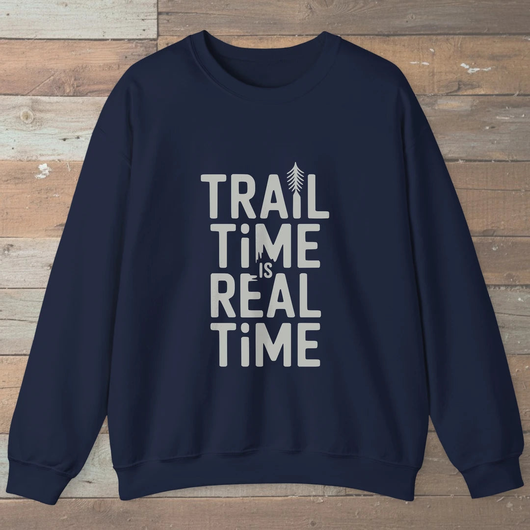 Trail Time Is Real Time Sweatshirt Navy Outdoor Nature Tee
