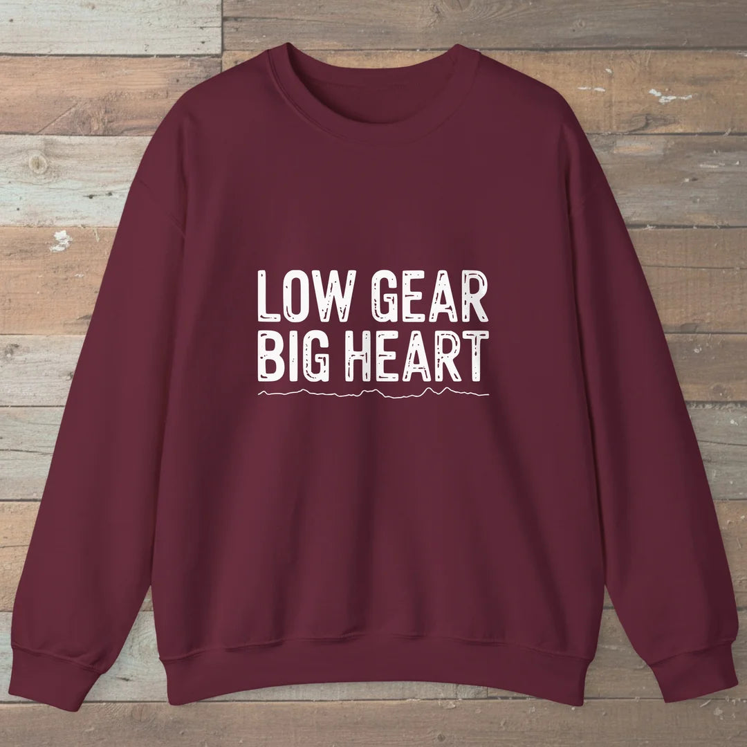 Low Gear Big Heart Sweatshirt Maroon Outdoor Nature Tee