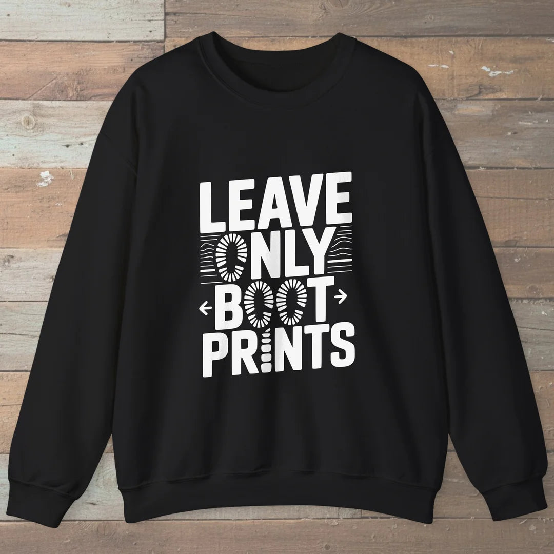 Leave Only Boot Prints Sweatshirt Black Outdoor Nature Tee