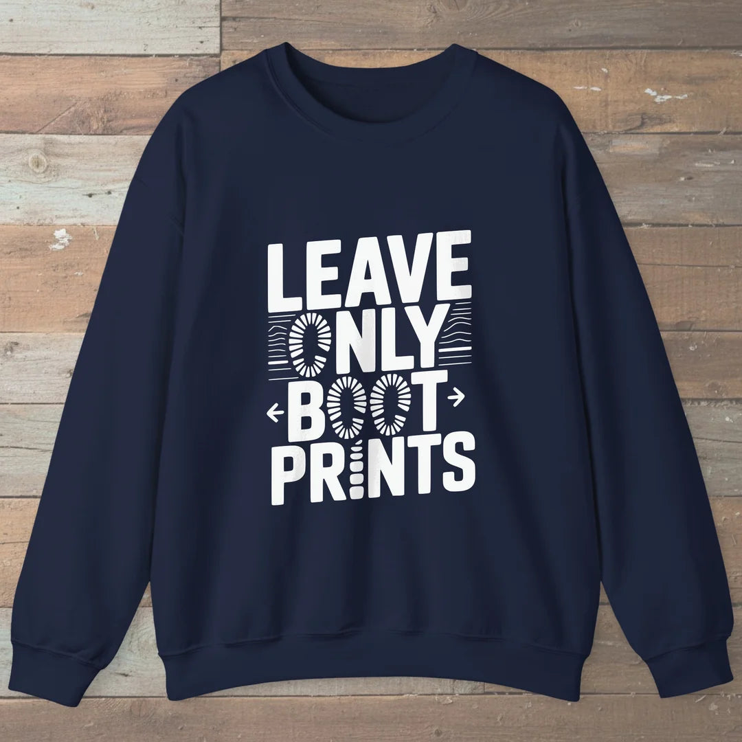Leave Only Boot Prints Sweatshirt Navy Outdoor Nature Tee