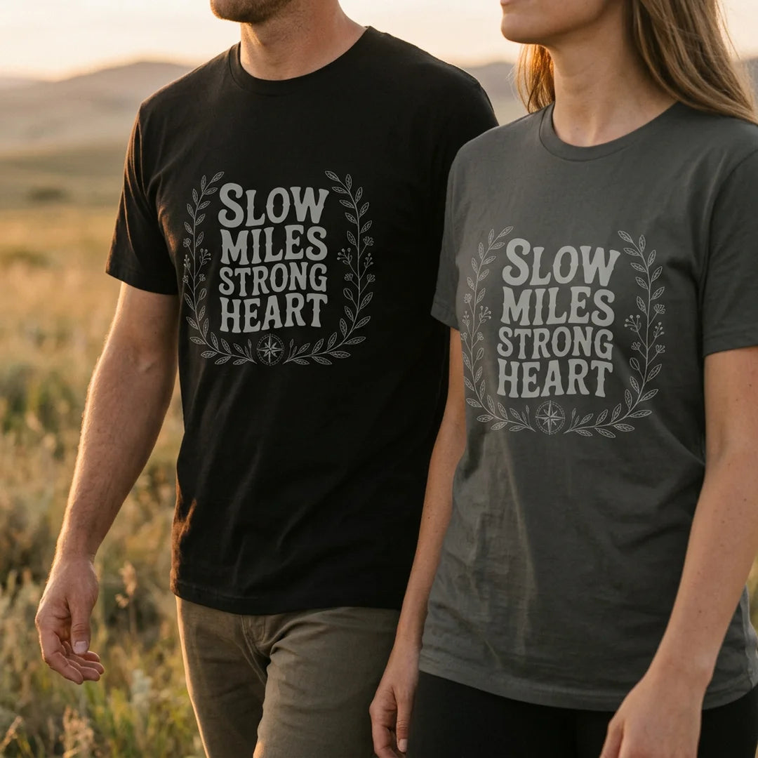 Slow Miles Strong Heart T-Shirt Outdoor Nature Tee
