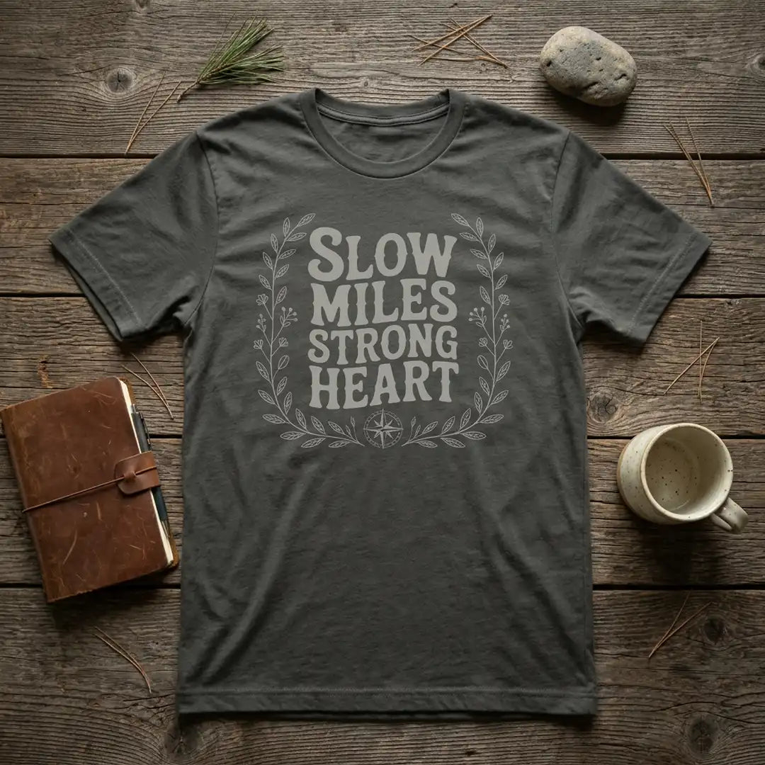 Slow Miles Strong Heart T-Shirt Outdoor Nature Tee