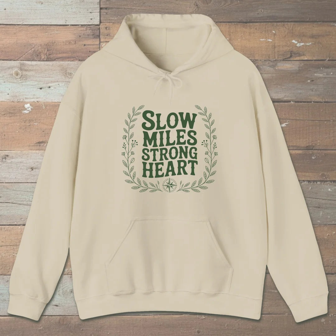 Slow Miles Strong Heart Hoodie Sand Outdoor Nature Tee