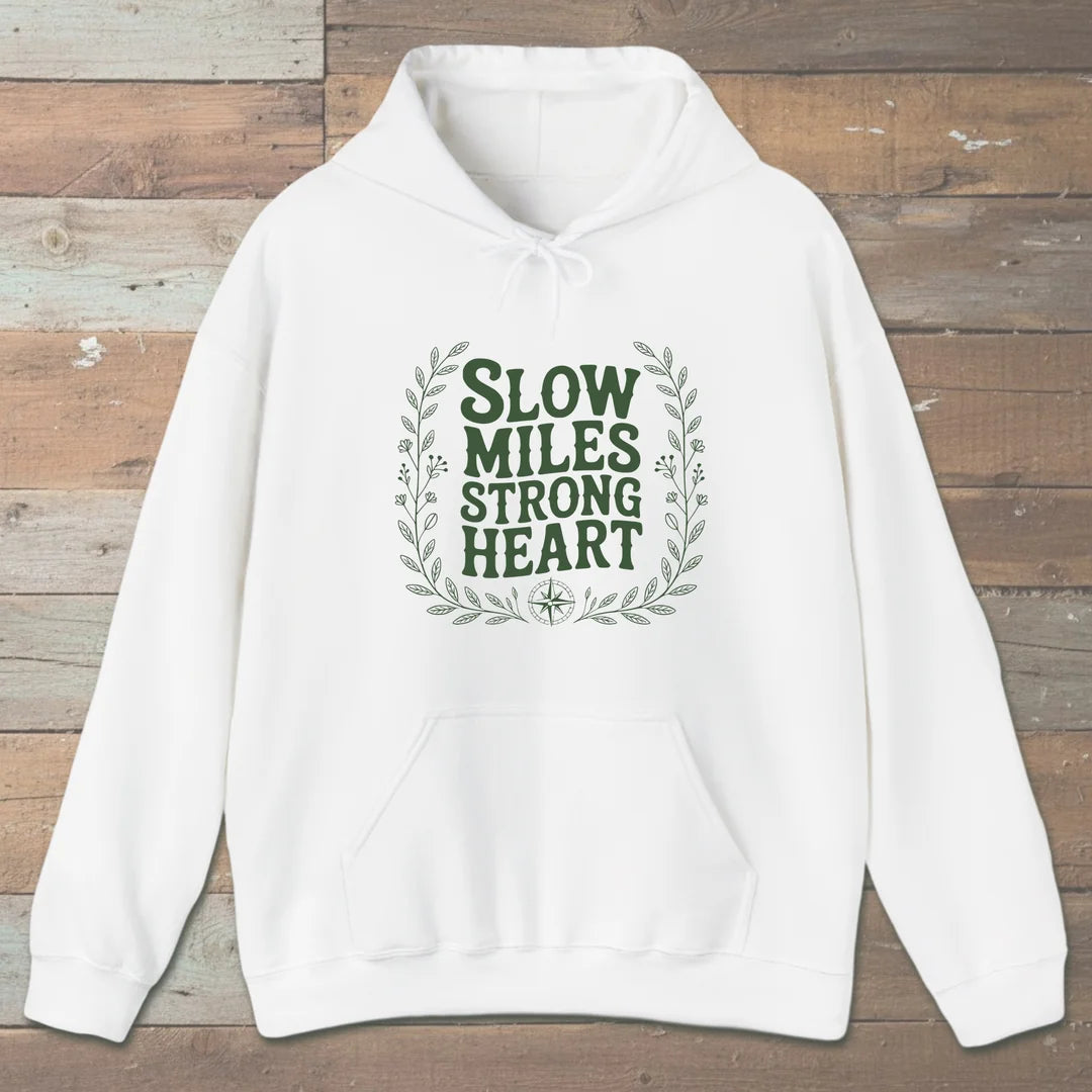 Slow Miles Strong Heart Hoodie White Outdoor Nature Tee