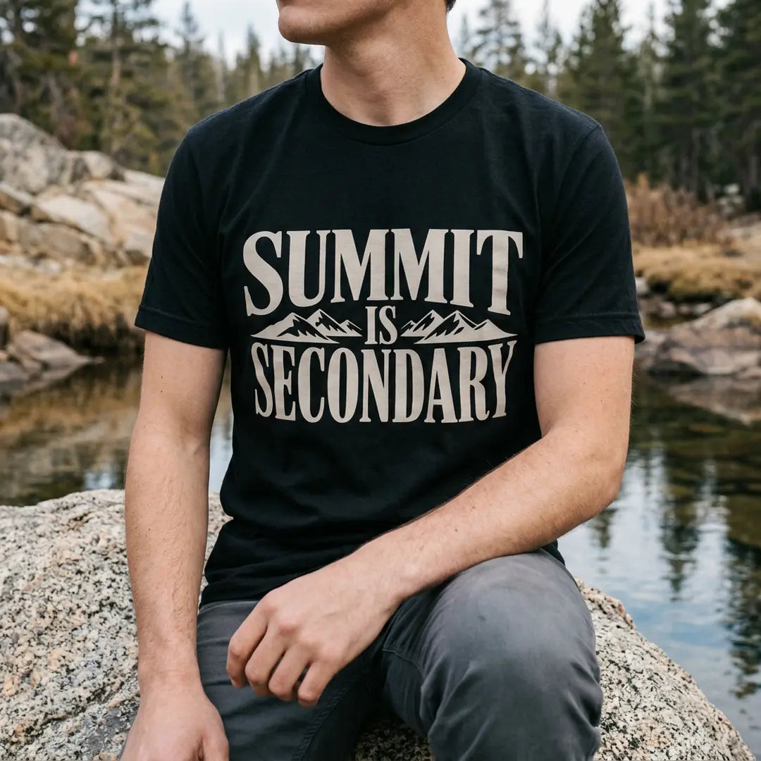 Summit Is Secondary T-Shirt Outdoor Nature Tee
