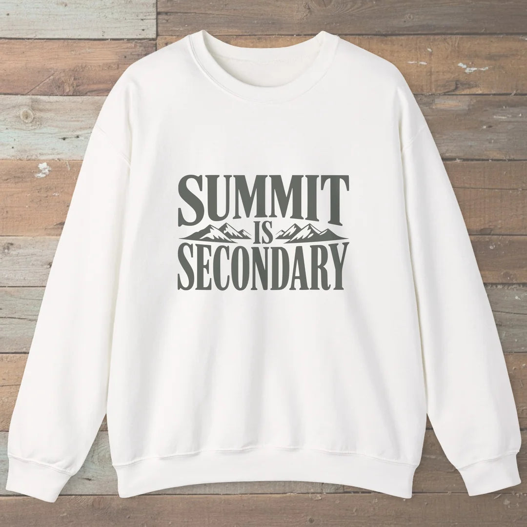 Summit Is Secondary Sweatshirt White Outdoor Nature Tee