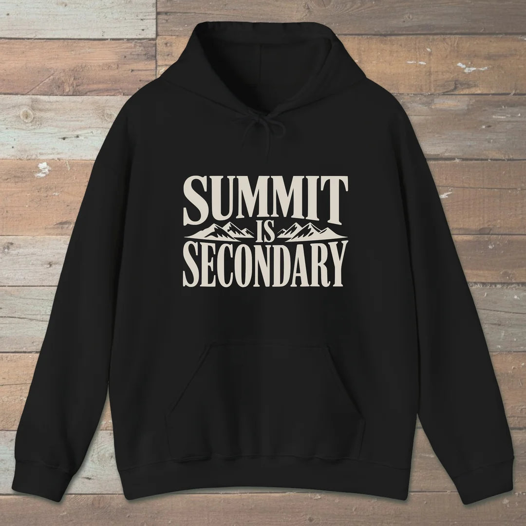 Summit Is Secondary Hoodie Black Outdoor Nature Tee