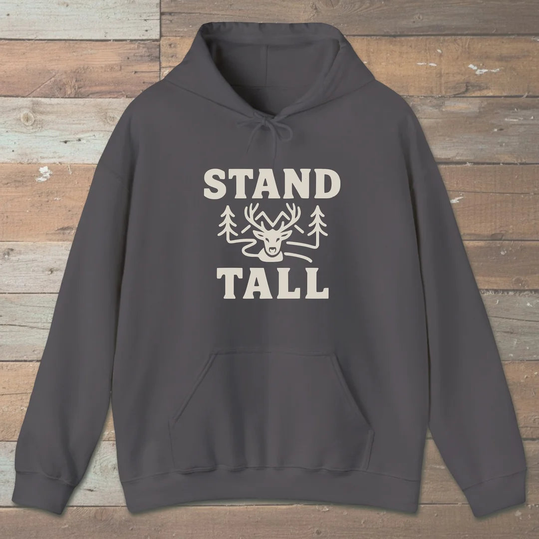 Stand Tall Hoodie Charcoal Outdoor Nature Tee
