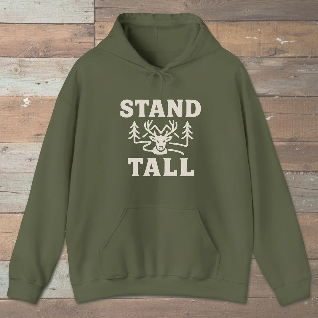 Stand Tall Hoodie Military Green Outdoor Nature Tee