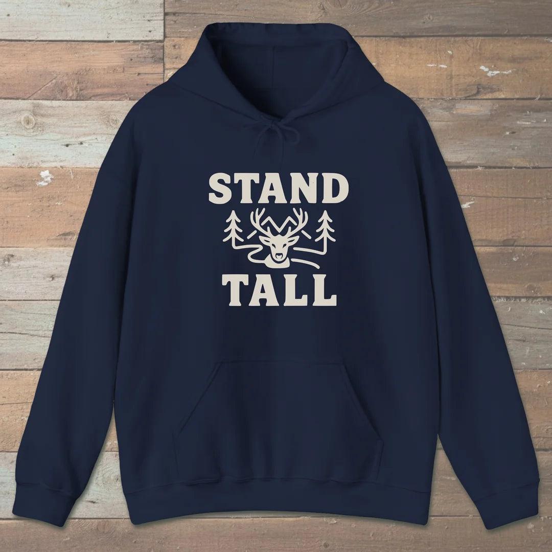 Stand Tall Hoodie Navy Outdoor Nature Tee