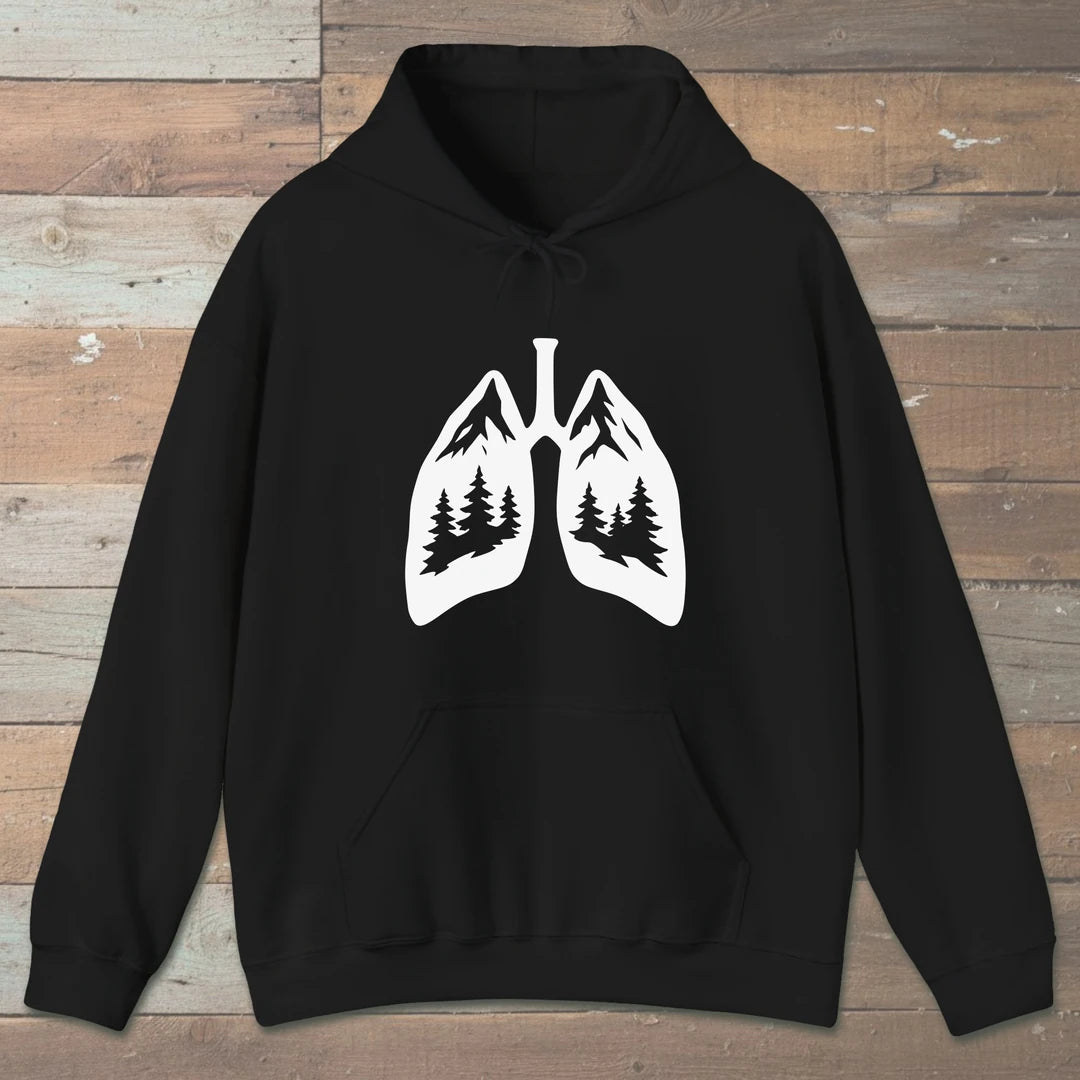 Lungs Of The Wild Hoodie Black Outdoor Nature Tee