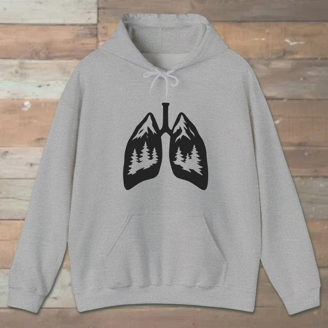 Lungs Of The Wild Hoodie Sport Grey Outdoor Nature Tee