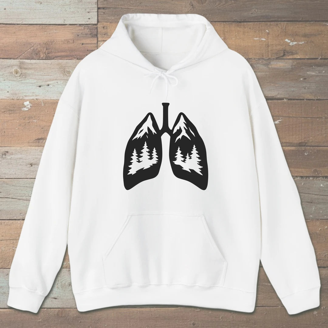 Lungs Of The Wild Hoodie White Outdoor Nature Tee