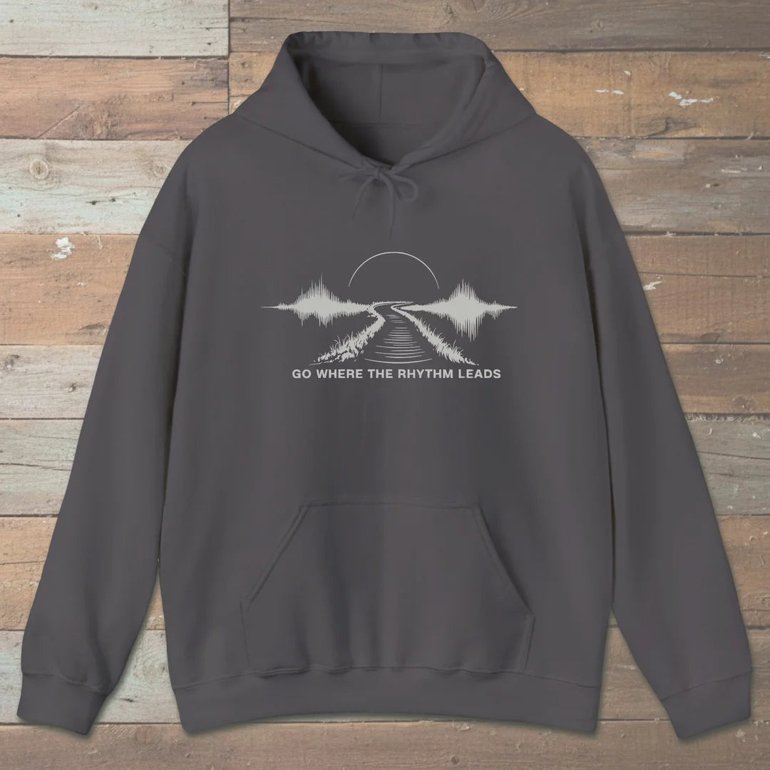 Go Where The Rhythm Leads Hoodie Charcoal Outdoor Nature Tee