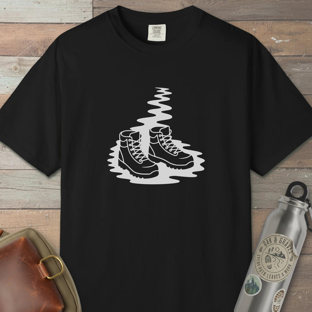 Trail Boots T-Shirt Black Outdoor Nature Tee
