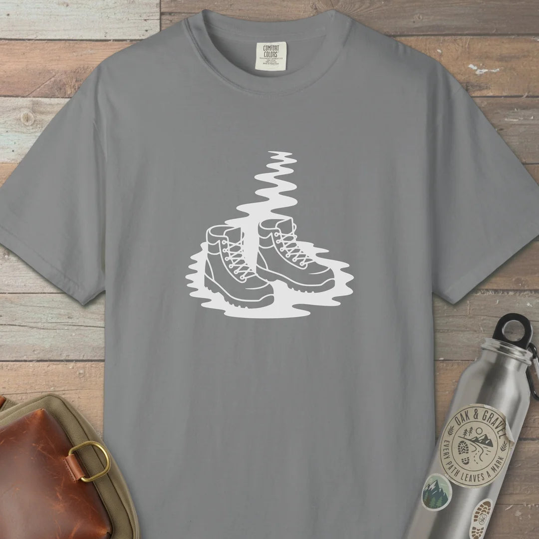 Trail Boots T-Shirt Grey Outdoor Nature Tee