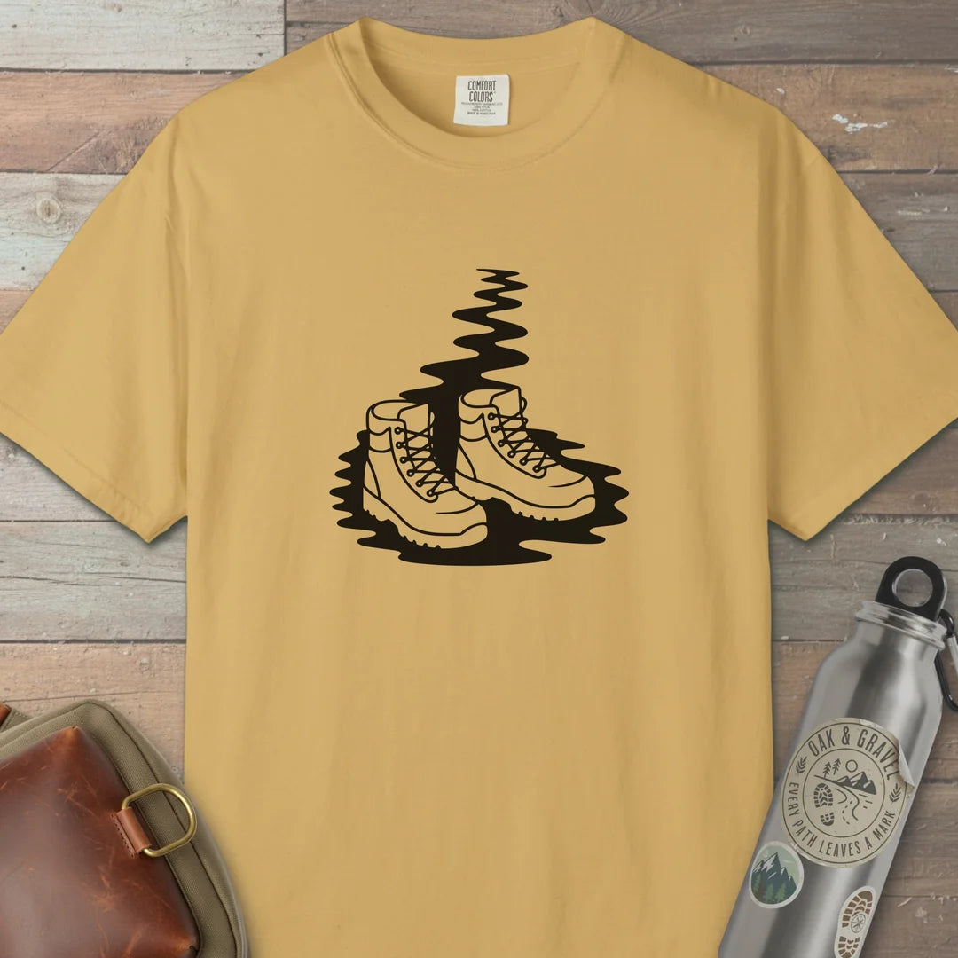 Trail Boots T-Shirt Mustard Outdoor Nature Tee