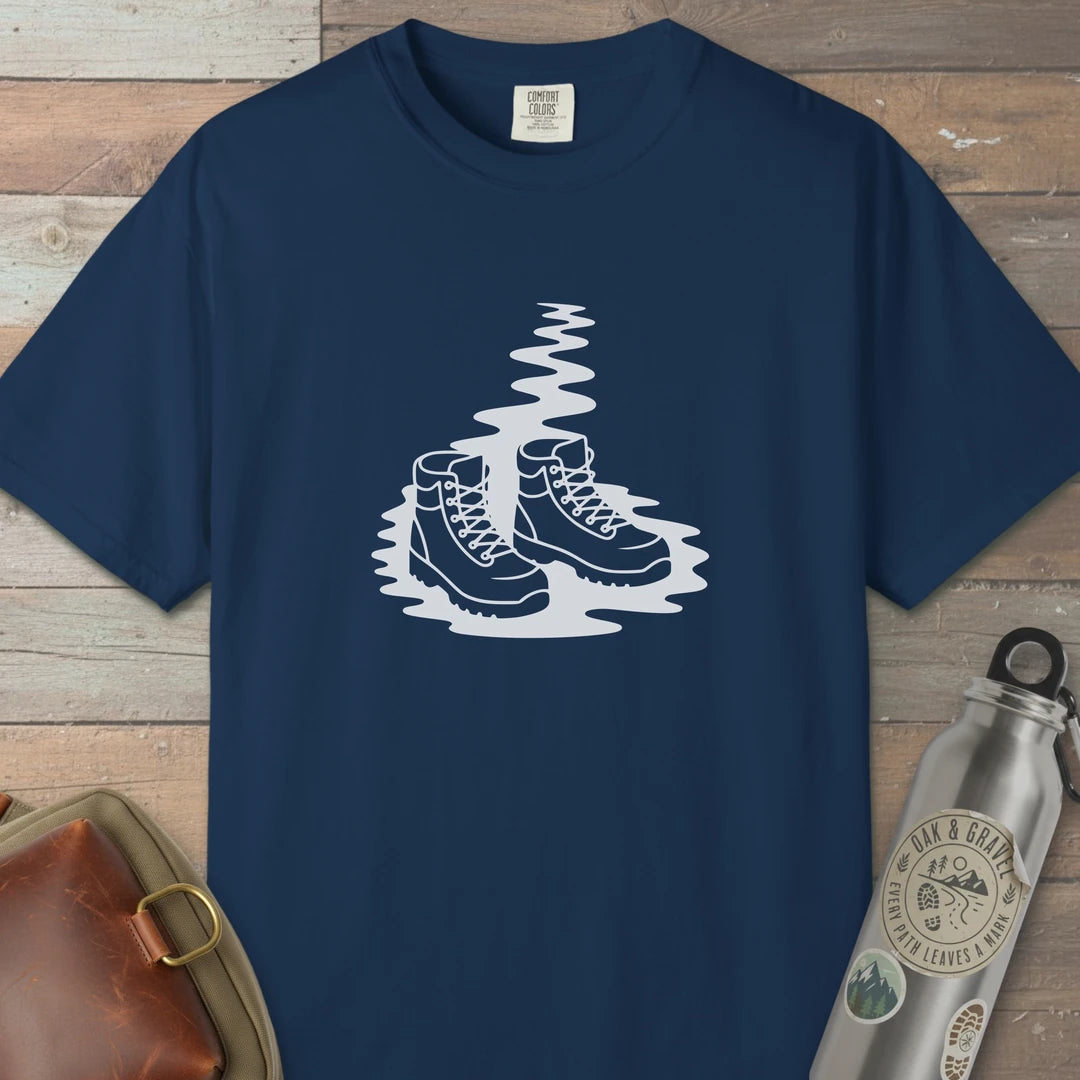 Trail Boots T-Shirt Navy Outdoor Nature Tee