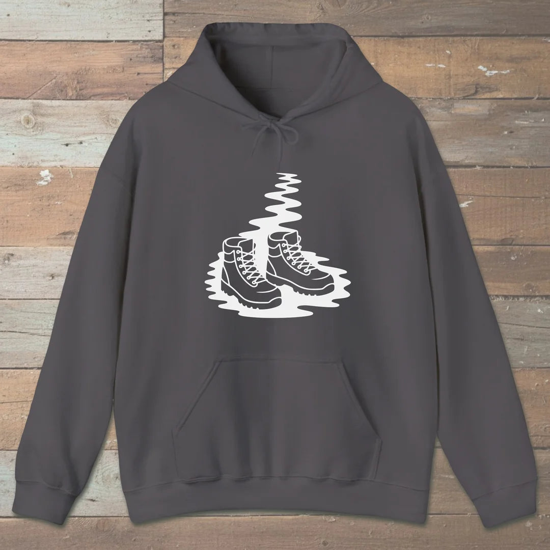 Trail Boots Hoodie Charcoal Outdoor Nature Tee