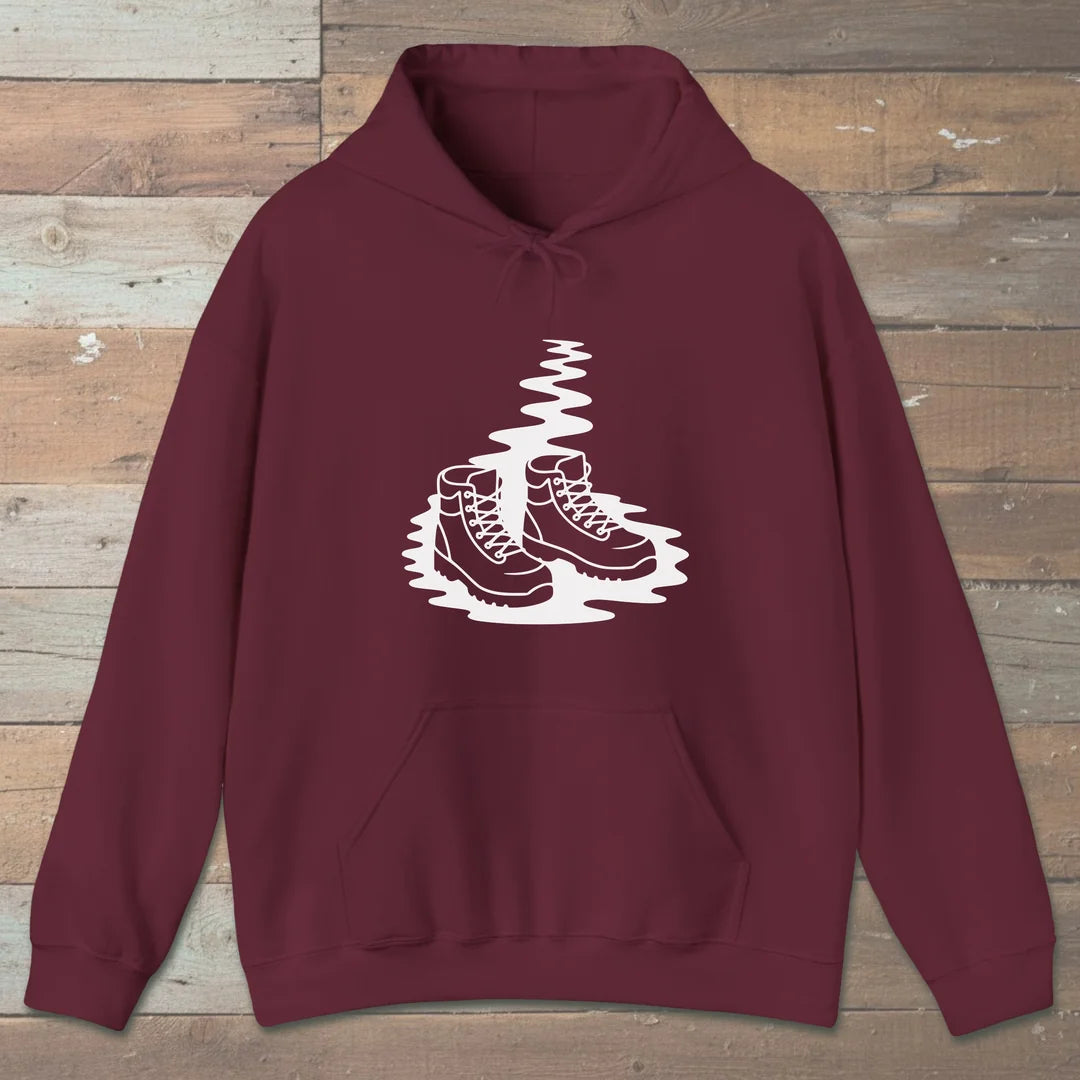 Trail Boots Hoodie Maroon Outdoor Nature Tee