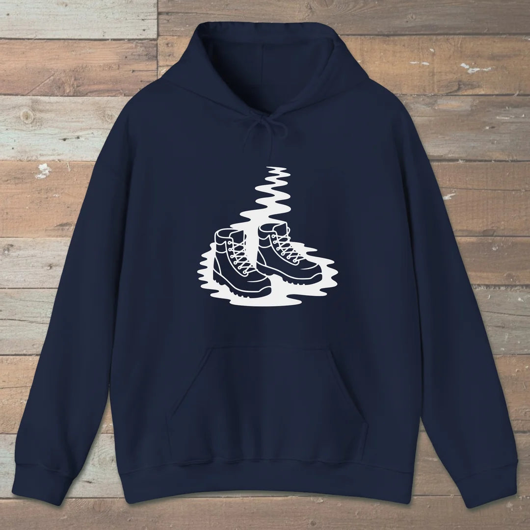 Trail Boots Hoodie Navy Outdoor Nature Tee