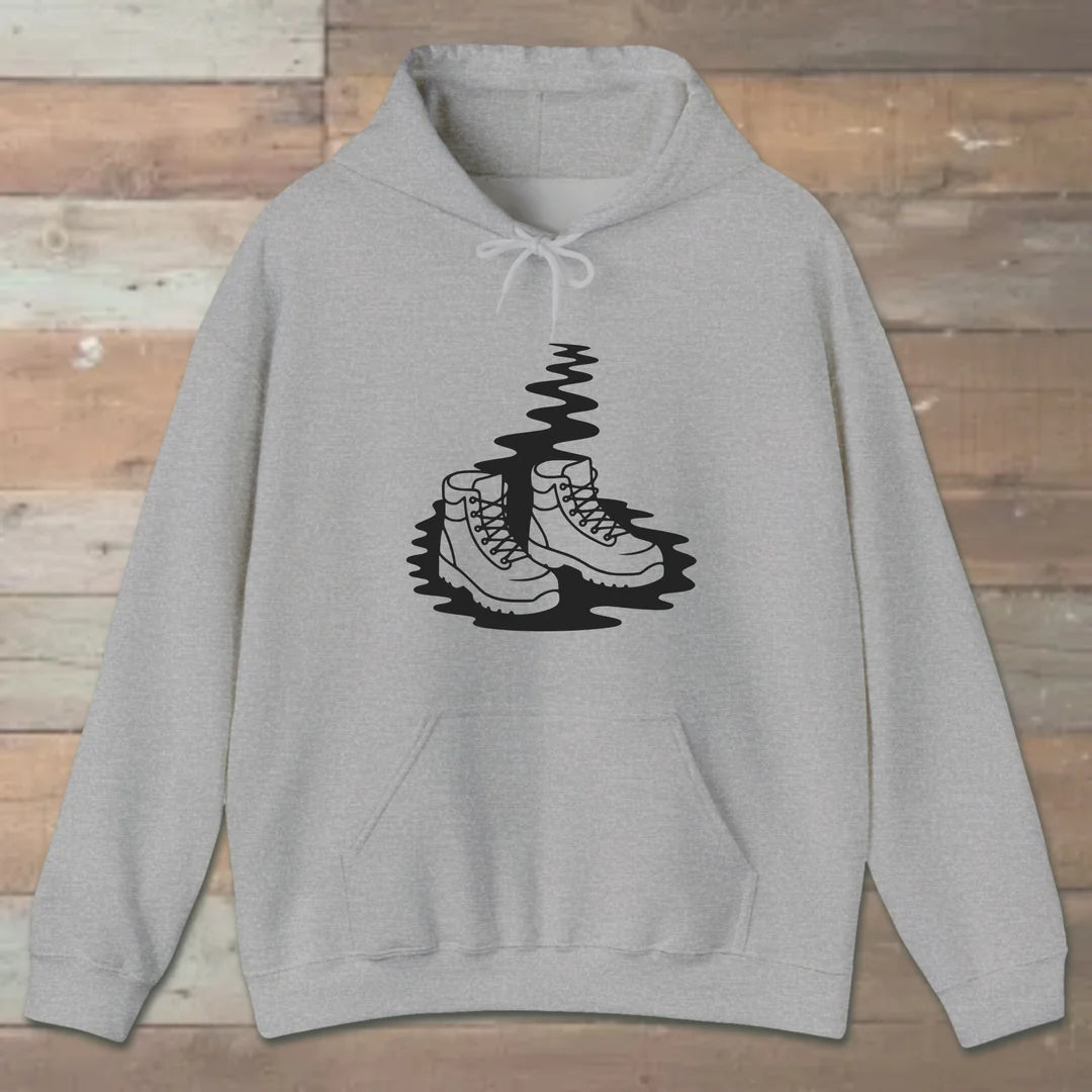 Trail Boots Hoodie Sport Grey Outdoor Nature Tee