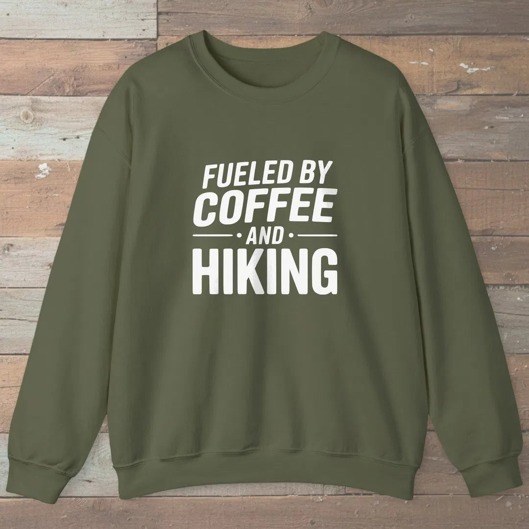 Fueled By Coffee Sweatshirt Military Green Outdoor Nature Tee