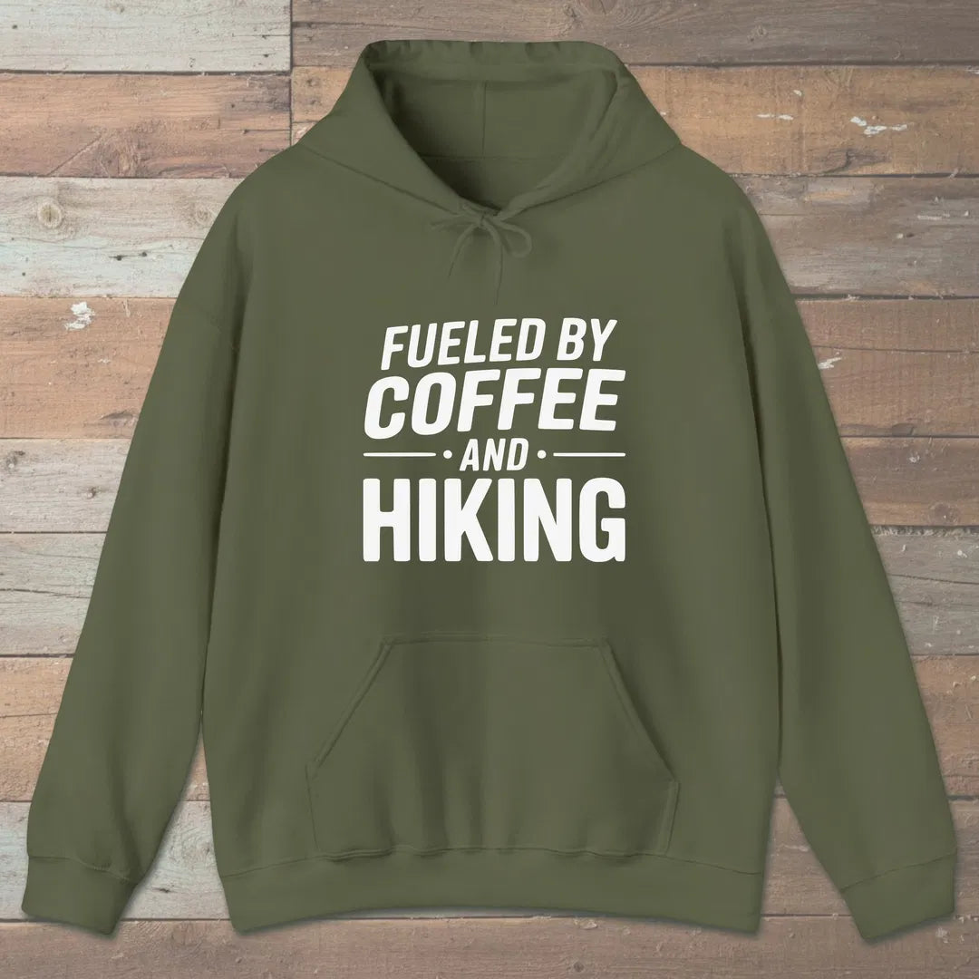 Fueled By Coffee Hoodie Military Green Outdoor Nature Tee