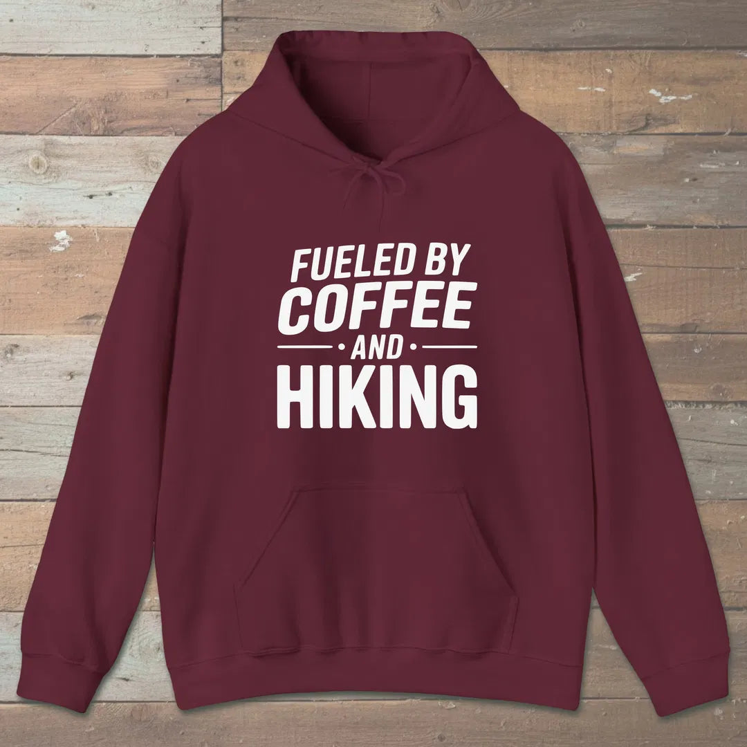Fueled By Coffee Hoodie Maroon Outdoor Nature Tee