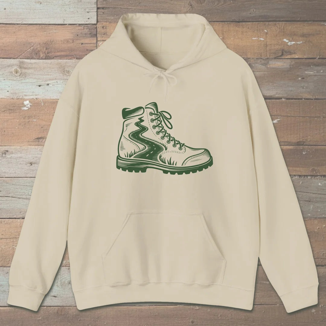 Trail Boot Hoodie Sand Outdoor Nature Tee