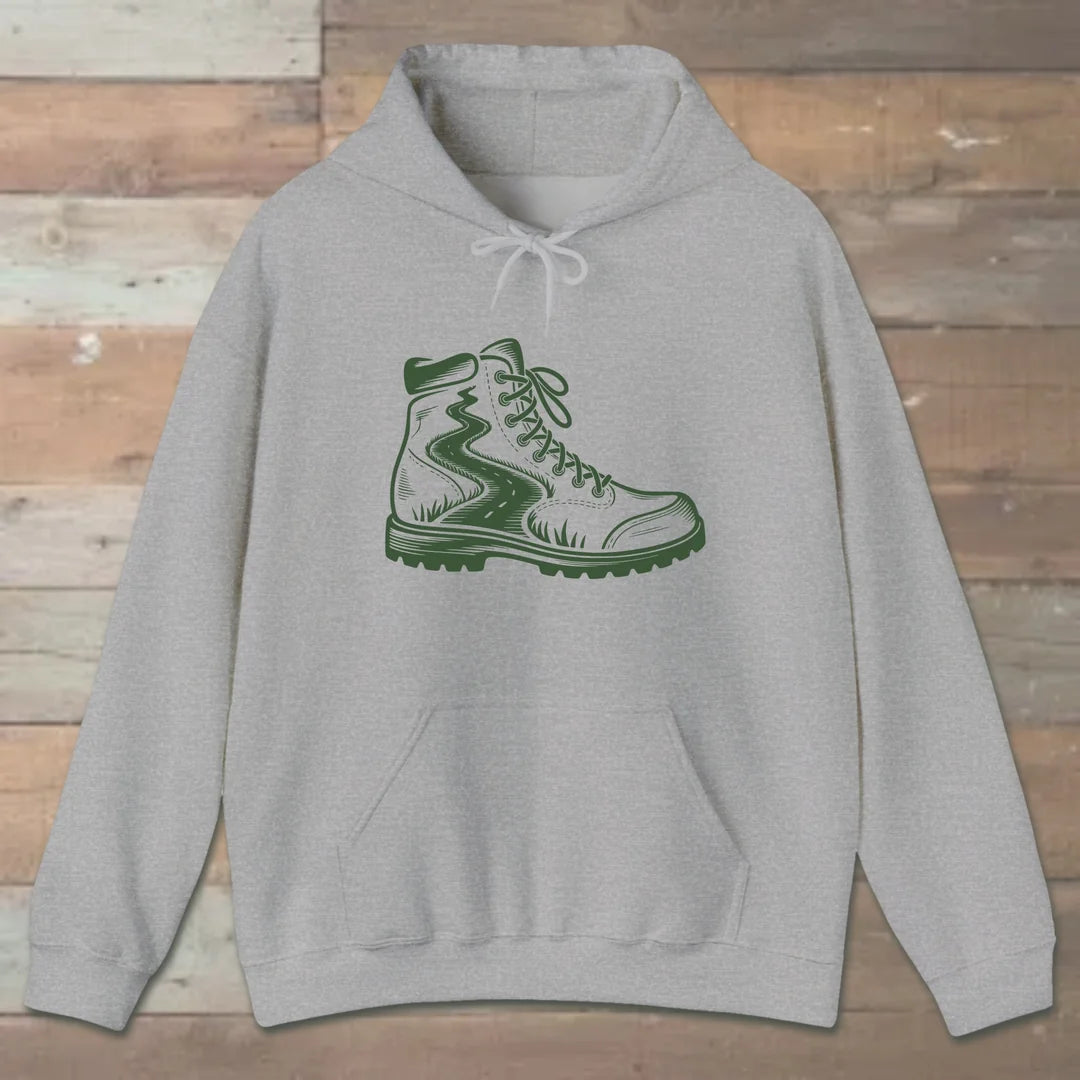 Trail Boot Hoodie Sport Grey Outdoor Nature Tee