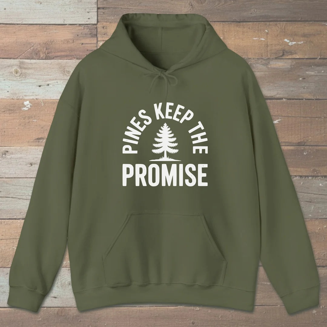 Pines Keep The Promise Hoodie Military Green Outdoor Nature Tee