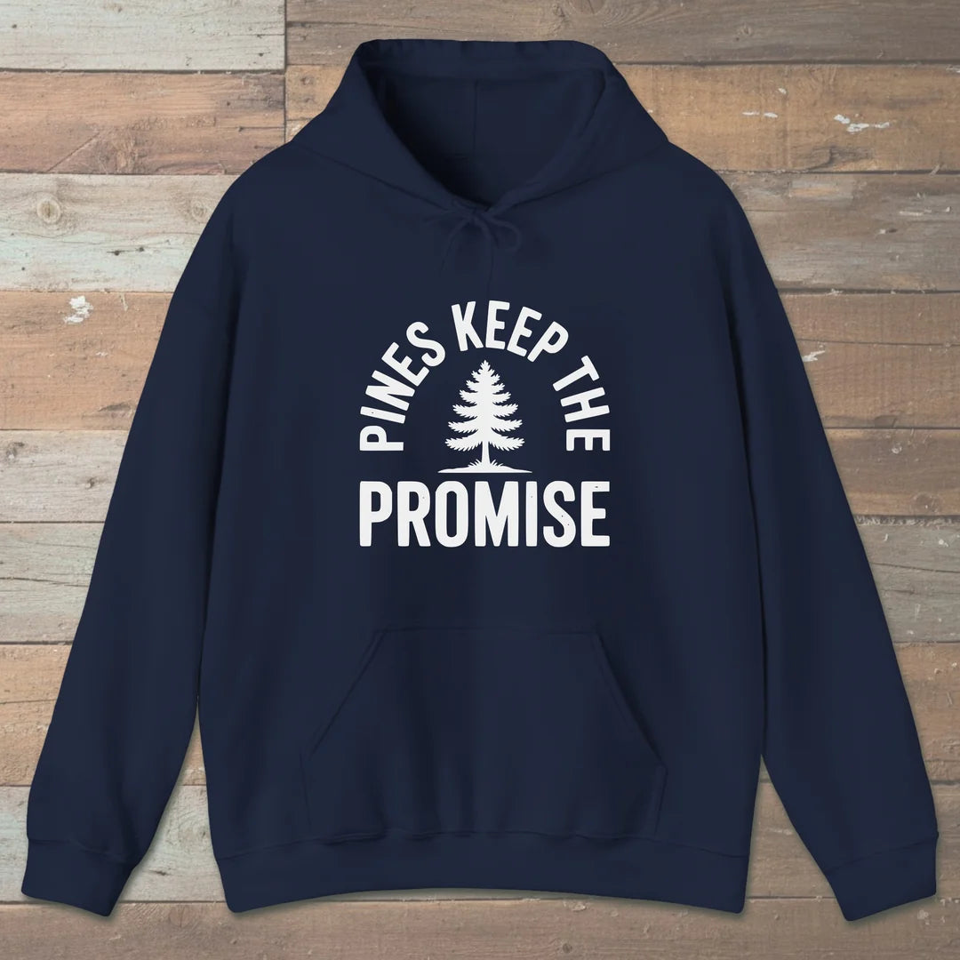 Pines Keep The Promise Hoodie Navy Outdoor Nature Tee