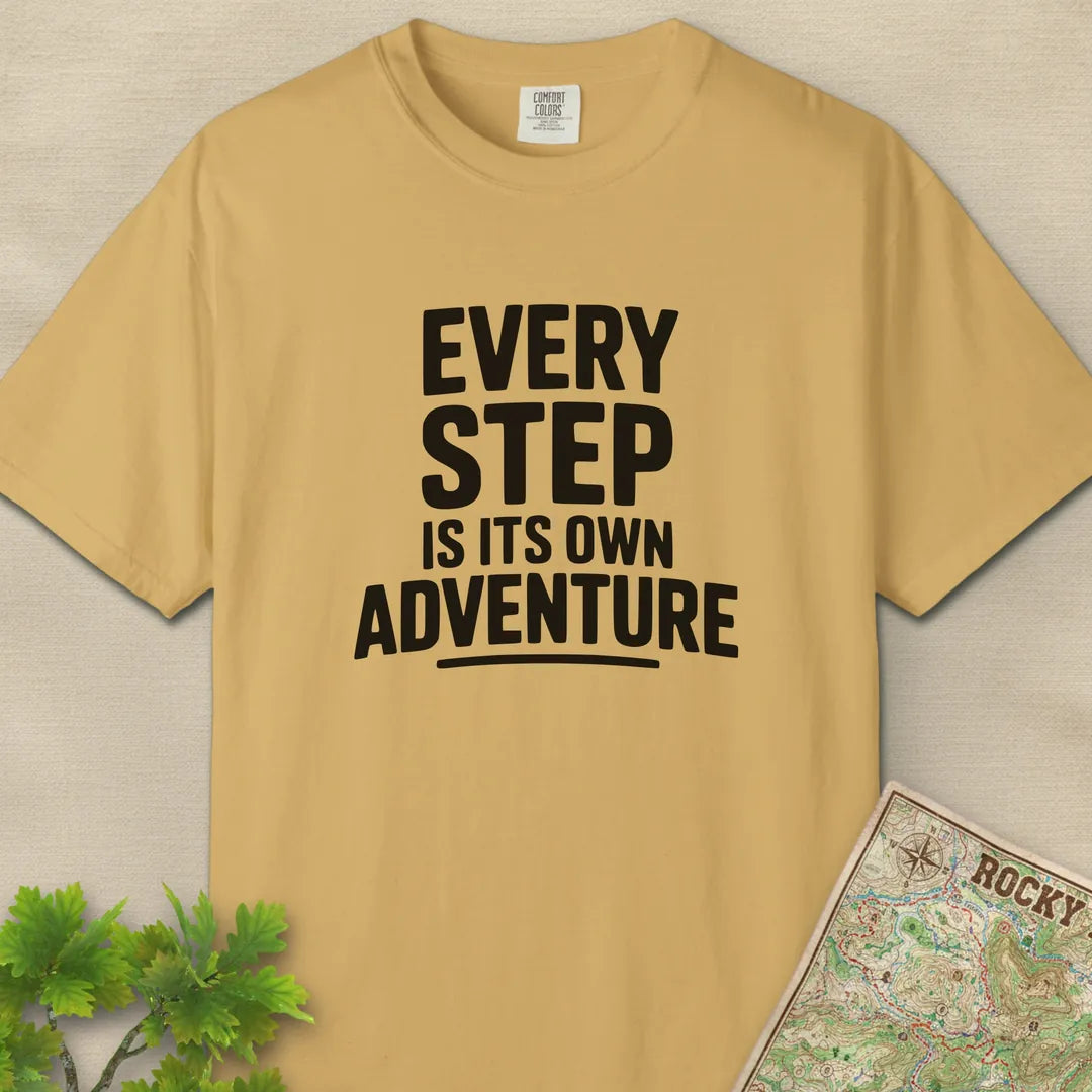 Every Step Is Its Own Adventure T-Shirt Mustard Outdoor Nature Tee