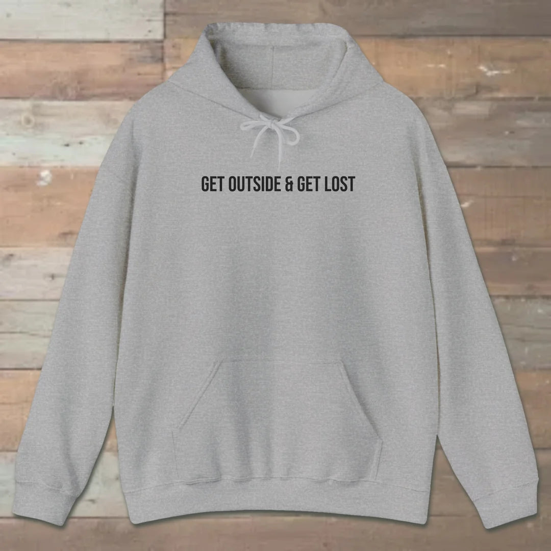 Get Outside And Get Lost Hoodie Sport Grey Outdoor Nature Tee
