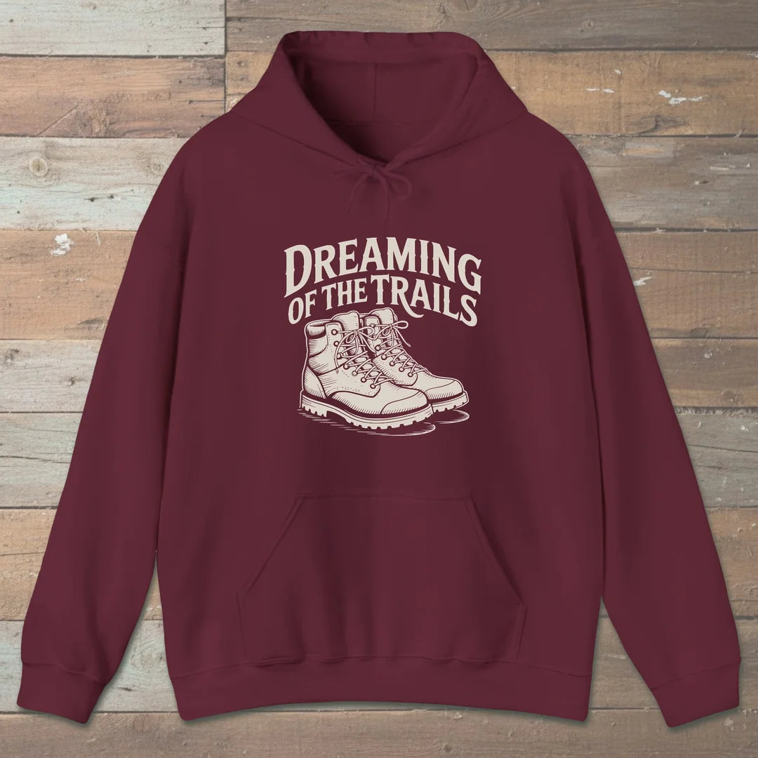 Dreaming Of The Trails Hoodie Maroon Outdoor Nature Tee