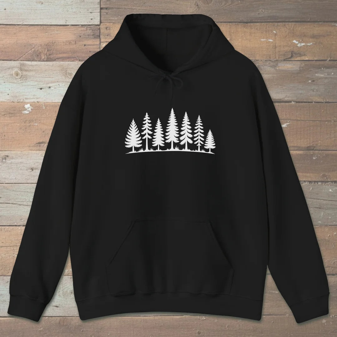 Pine Line Hoodie Black Outdoor Nature Tee