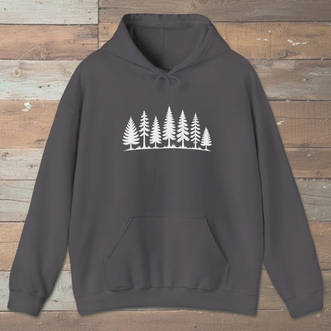 Pine Line Hoodie Charcoal Outdoor Nature Tee