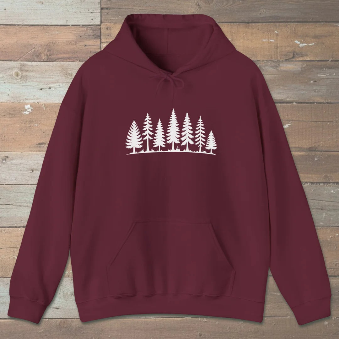 Pine Line Hoodie Maroon Outdoor Nature Tee