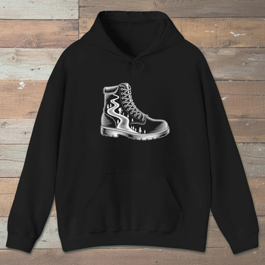 Boot Trail Hoodie Black Outdoor Nature Tee