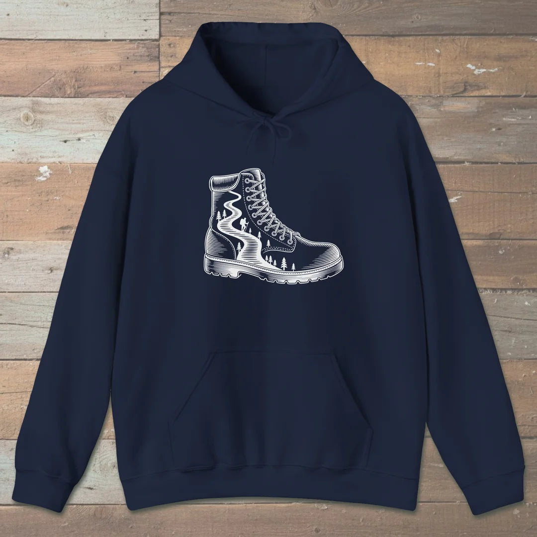 Boot Trail Hoodie Navy Outdoor Nature Tee