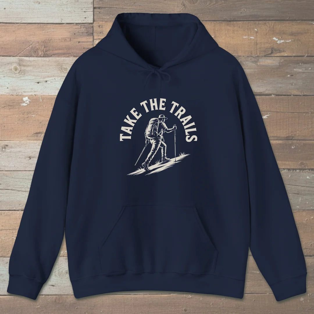 Take The Trails Hoodie Navy Outdoor Nature Tee